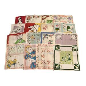 Little Sniffles 16 Assorted Handkerchiefs 8.5" x 8.5" Vintage Moda Home Cotton